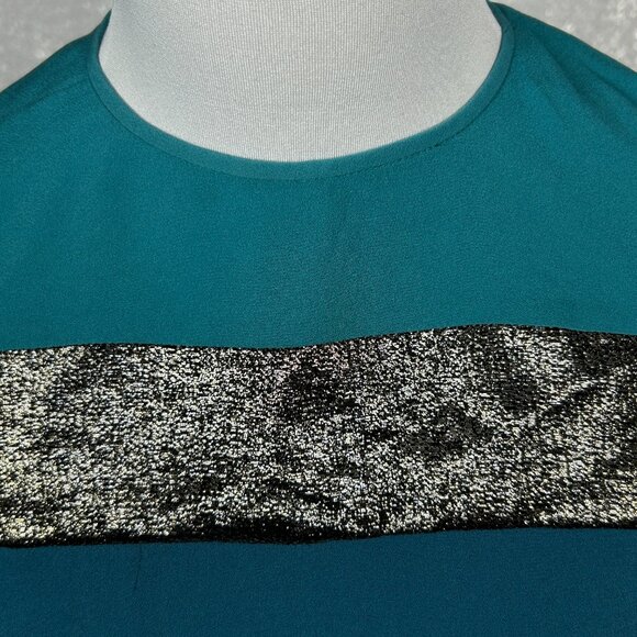 Diane Von Furstenberg Blouse Women Size 0 Silk Darla Colorblock Short Sleeve Top - Picture 7 of 15